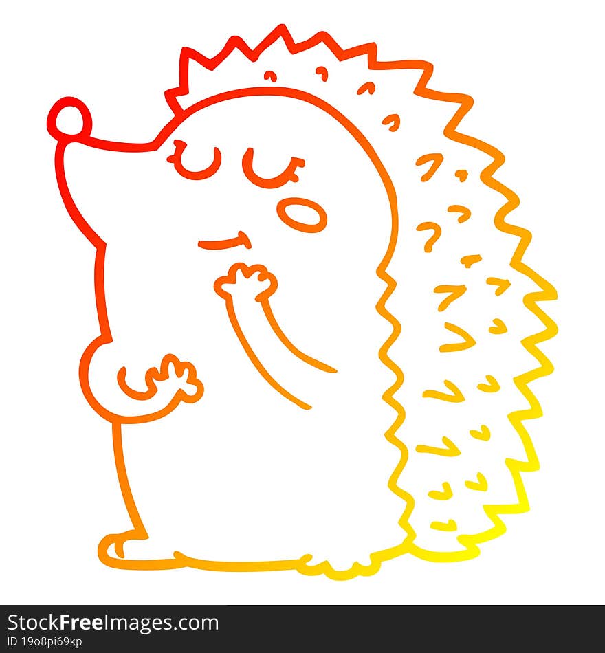 Warm Gradient Line Drawing Cute Cartoon Hedgehog