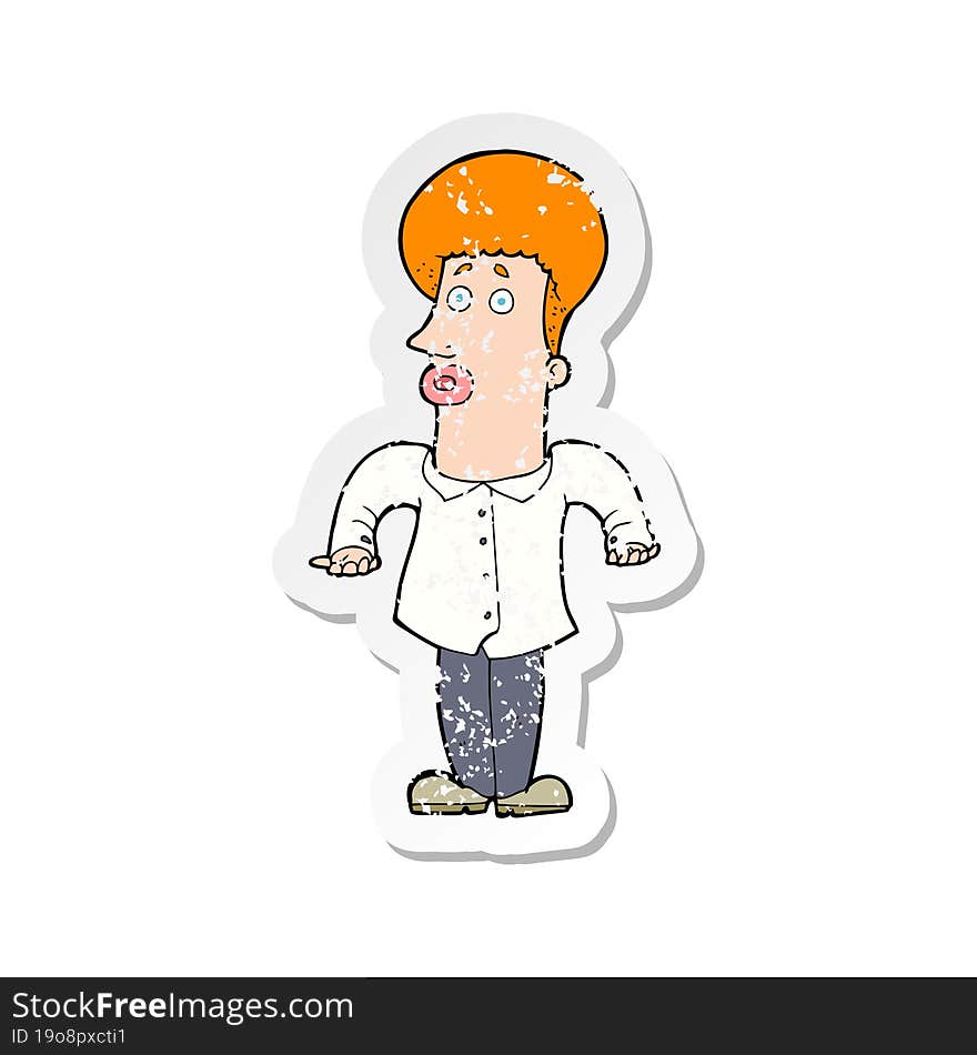 retro distressed sticker of a cartoon office guy