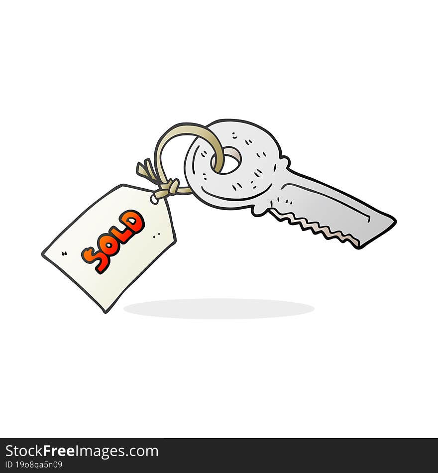 cartoon key with sold tag