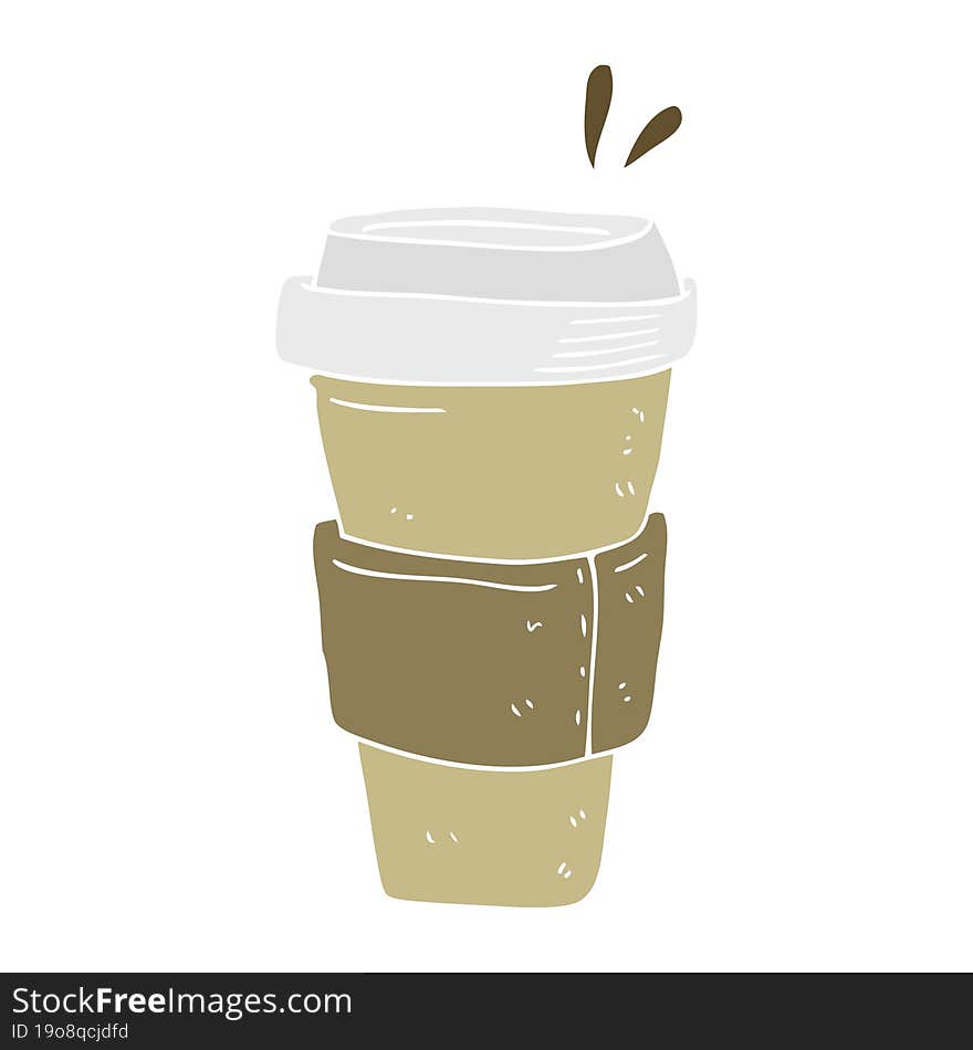 flat color illustration of coffee cup. flat color illustration of coffee cup