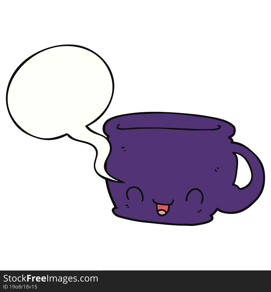 Cartoon Cup Of Coffee And Speech Bubble