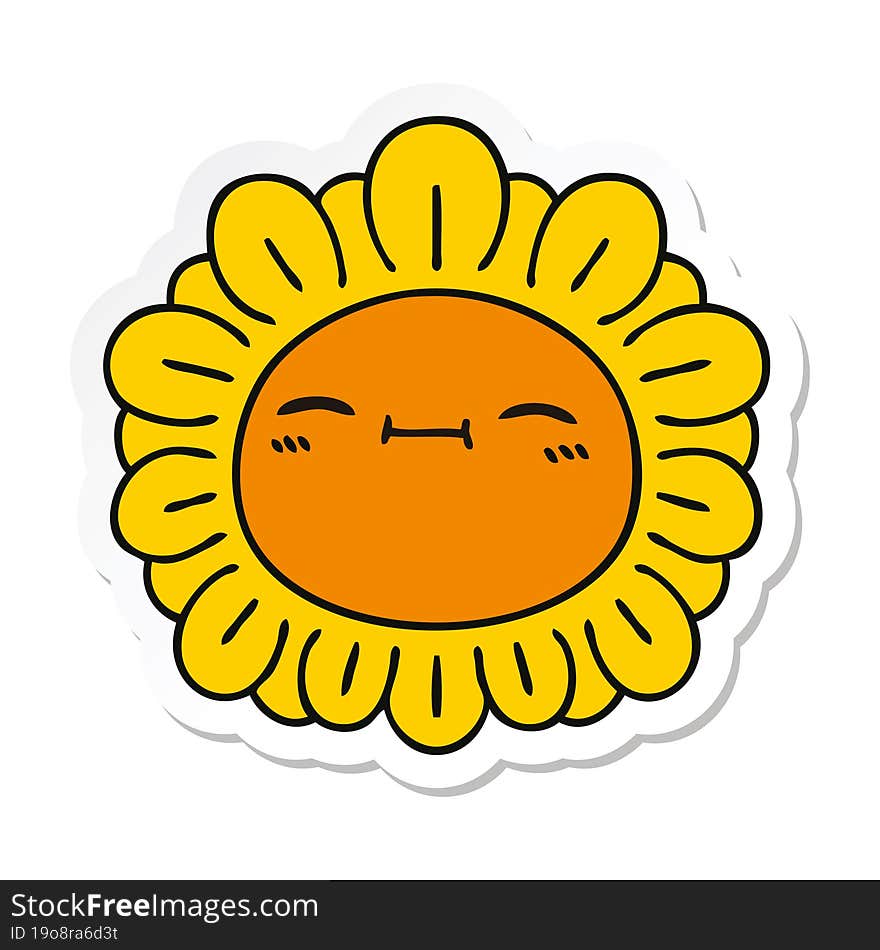 sticker of a quirky hand drawn cartoon flower