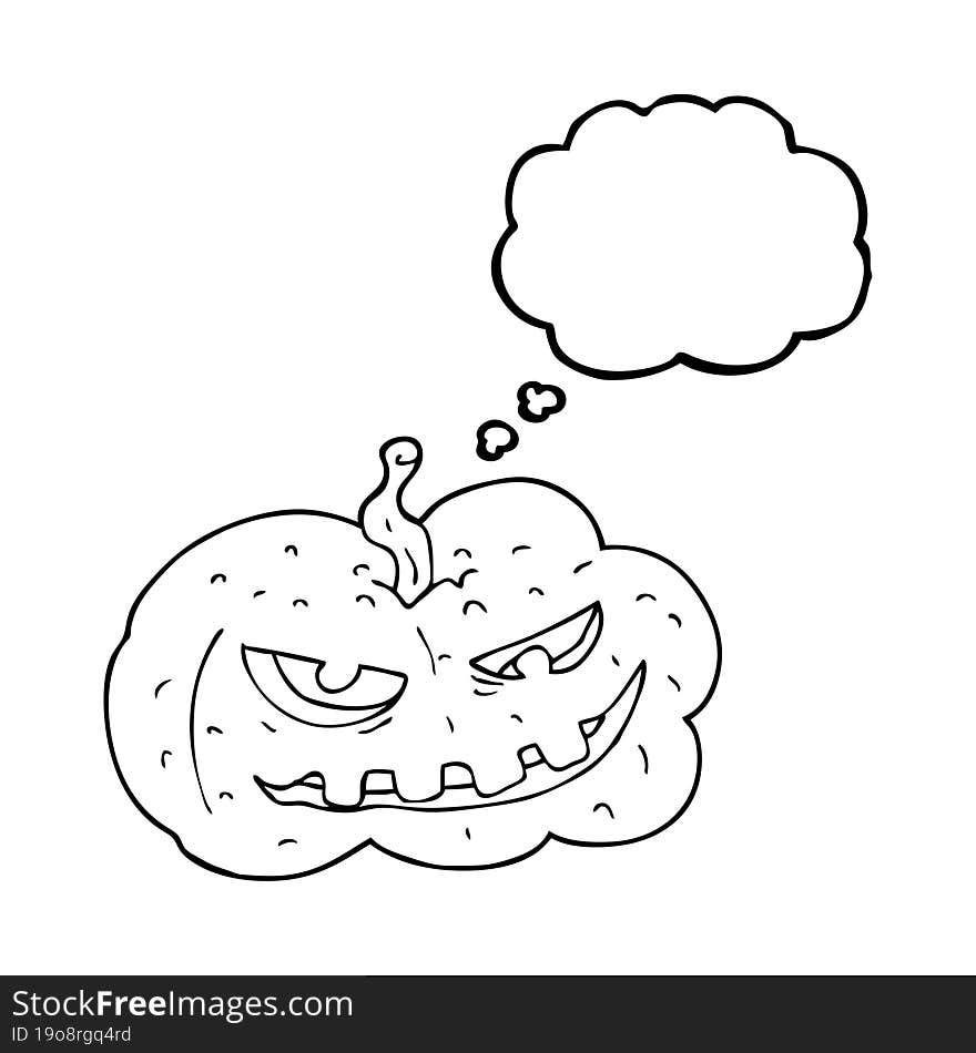 Thought Bubble Cartoon Halloween Pumpkin