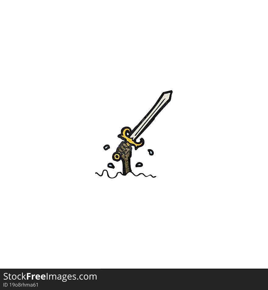 Cartoon Sword Rising From Water