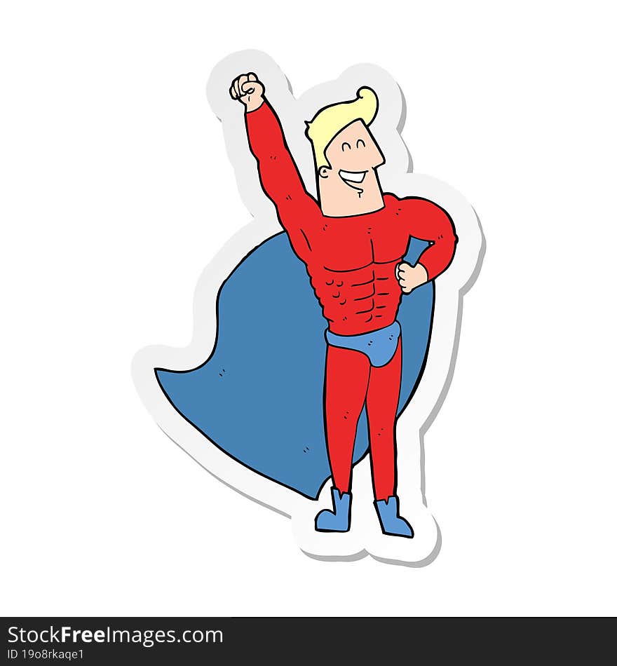 Sticker Of A Cartoon Superhero