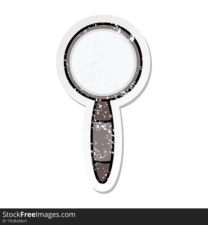 Distressed Sticker Of A Cute Cartoon Magnifying Glass