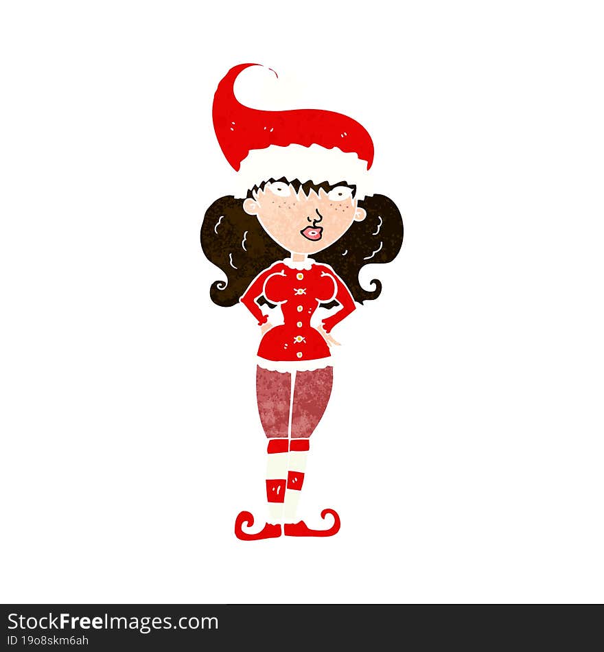 cartoon santa s helper woman