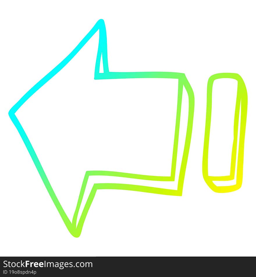 Cold Gradient Line Drawing Cartoon Pointing Arrow