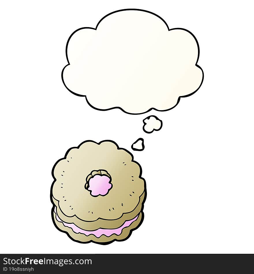 cartoon biscuit and thought bubble in smooth gradient style