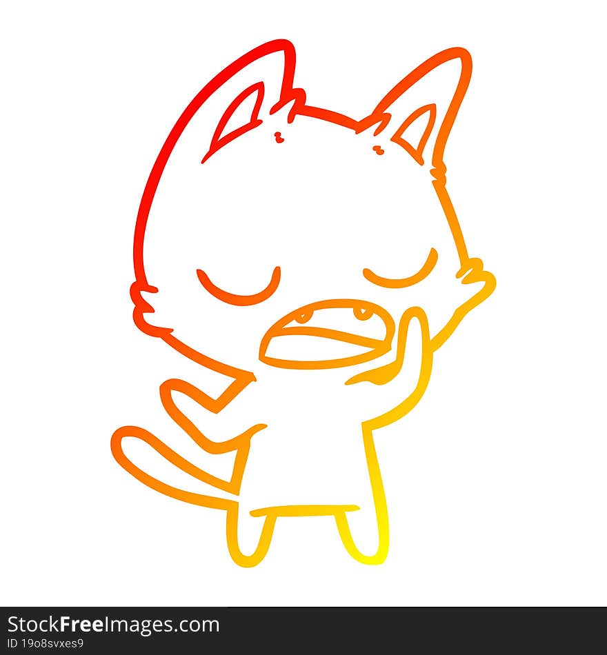 warm gradient line drawing of a talking cat cartoon