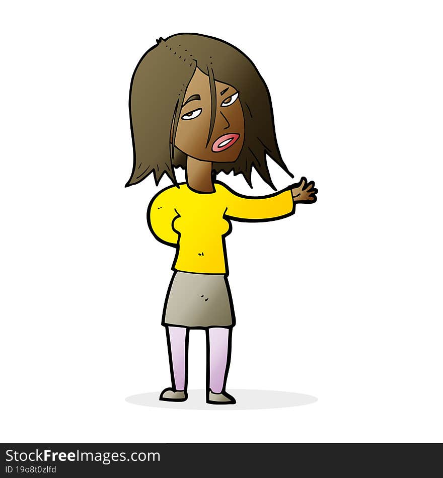 cartoon unhappy woman