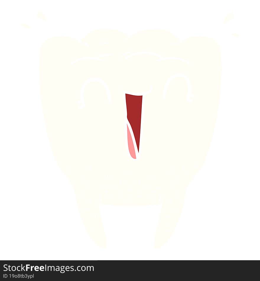 Flat Color Style Cartoon Happy Tooth