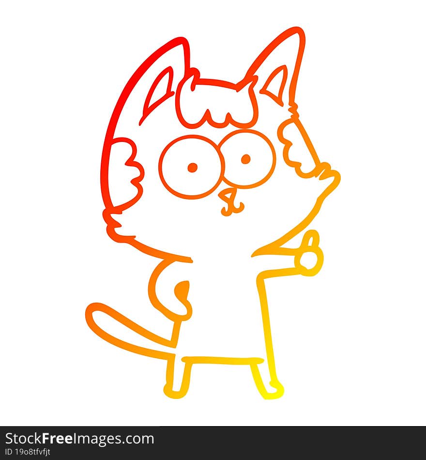 warm gradient line drawing happy cartoon cat