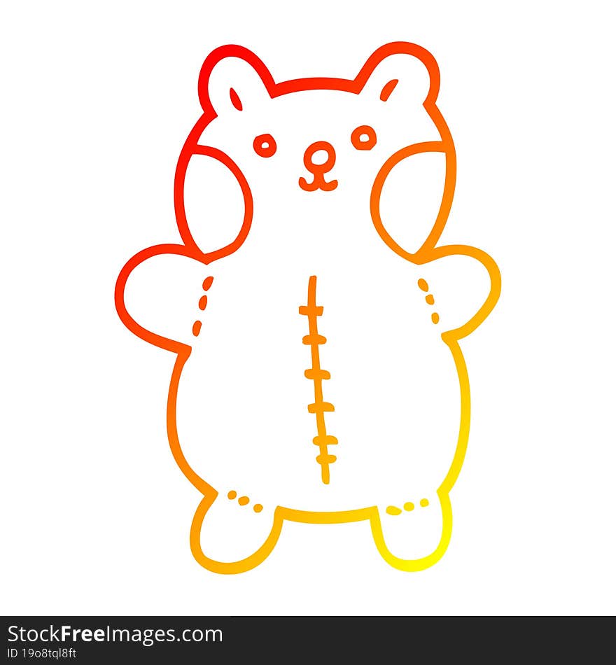 warm gradient line drawing cartoon teddy bear