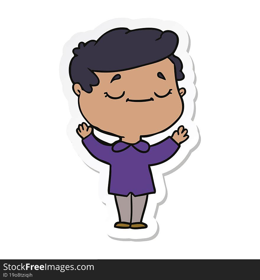 sticker of a cartoon peaceful man