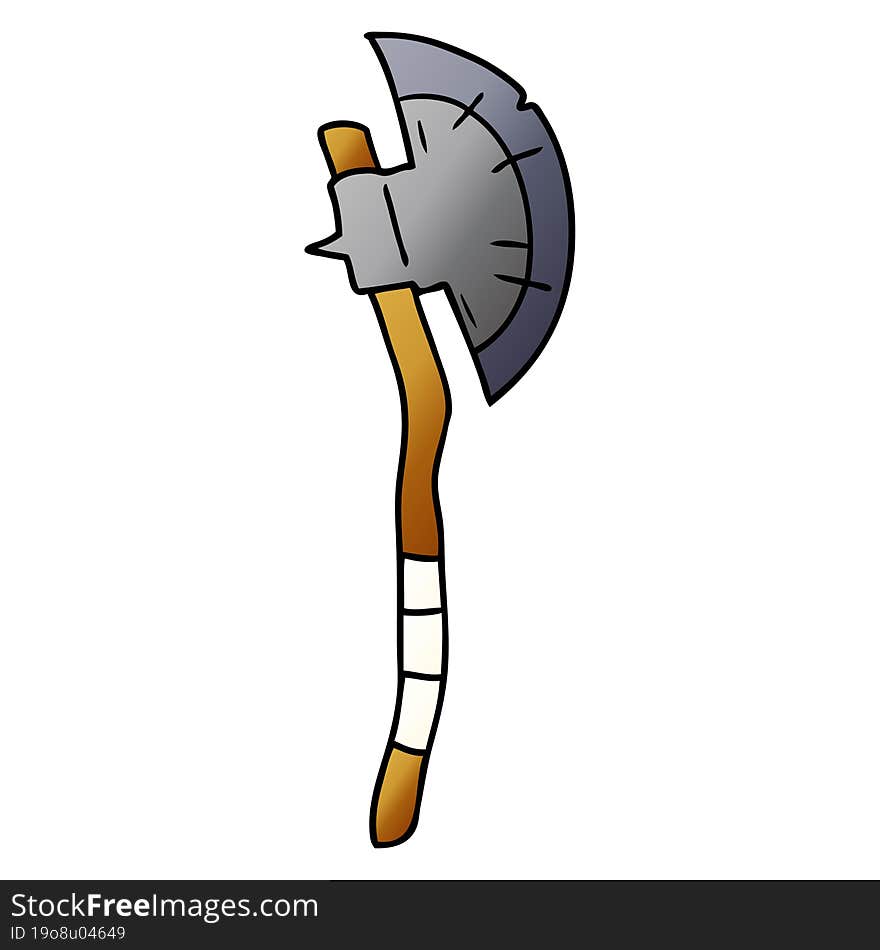 hand drawn gradient cartoon doodle of a medieval axe