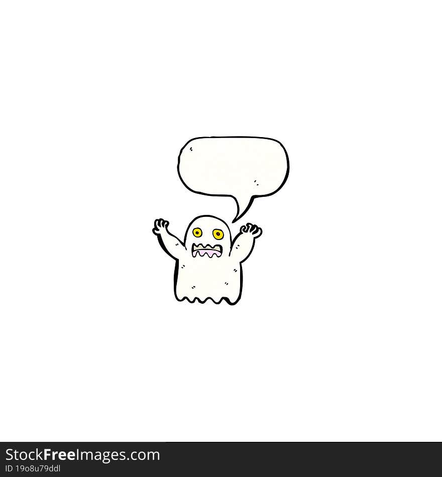 cartoon ghost with speech bubble