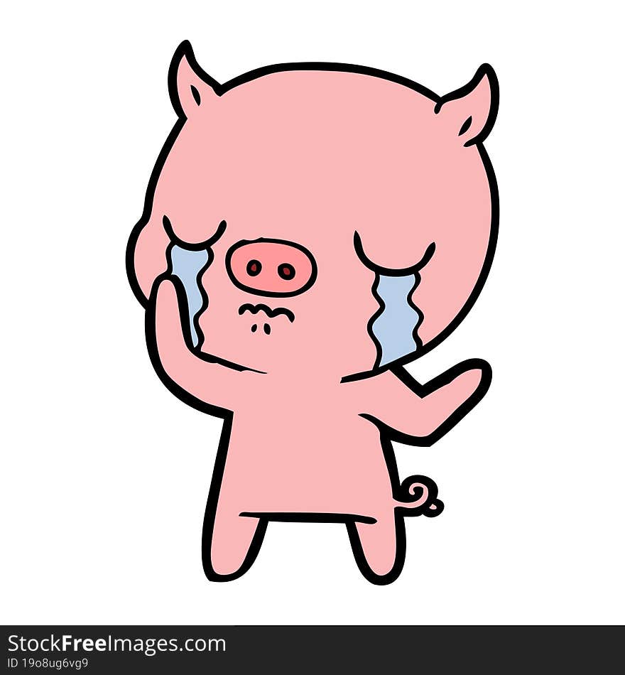 cartoon pig crying. cartoon pig crying