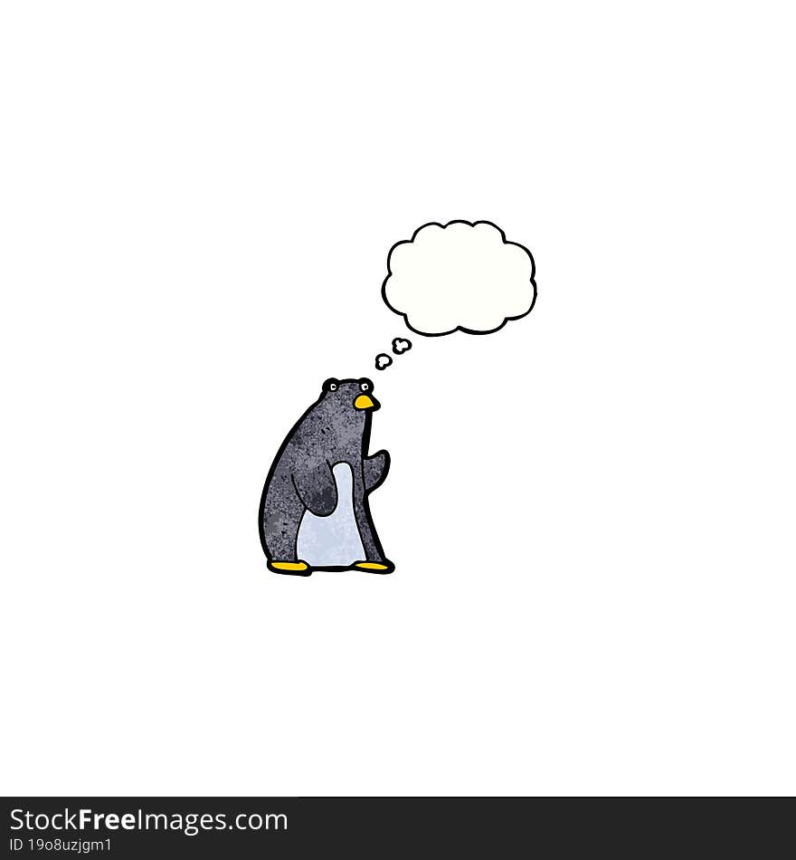 Funny Penguin Cartoon With Thought Bubble