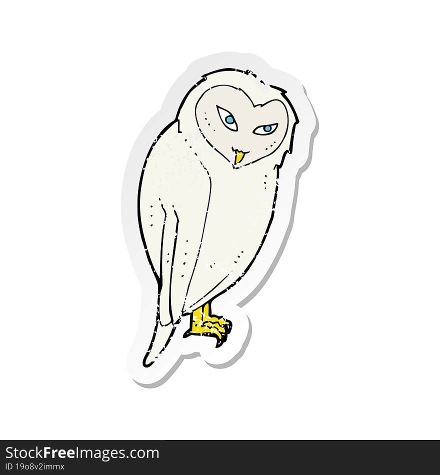 retro distressed sticker of a cartoon owl