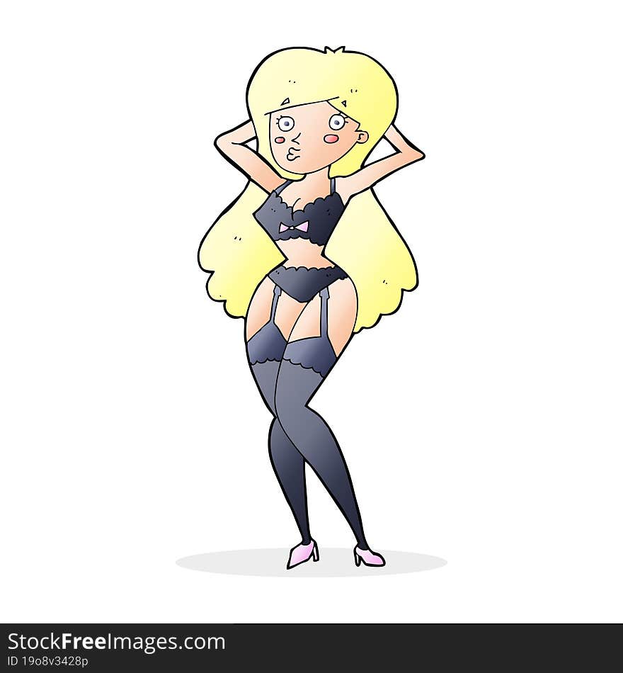 cartoon woman in lingerie