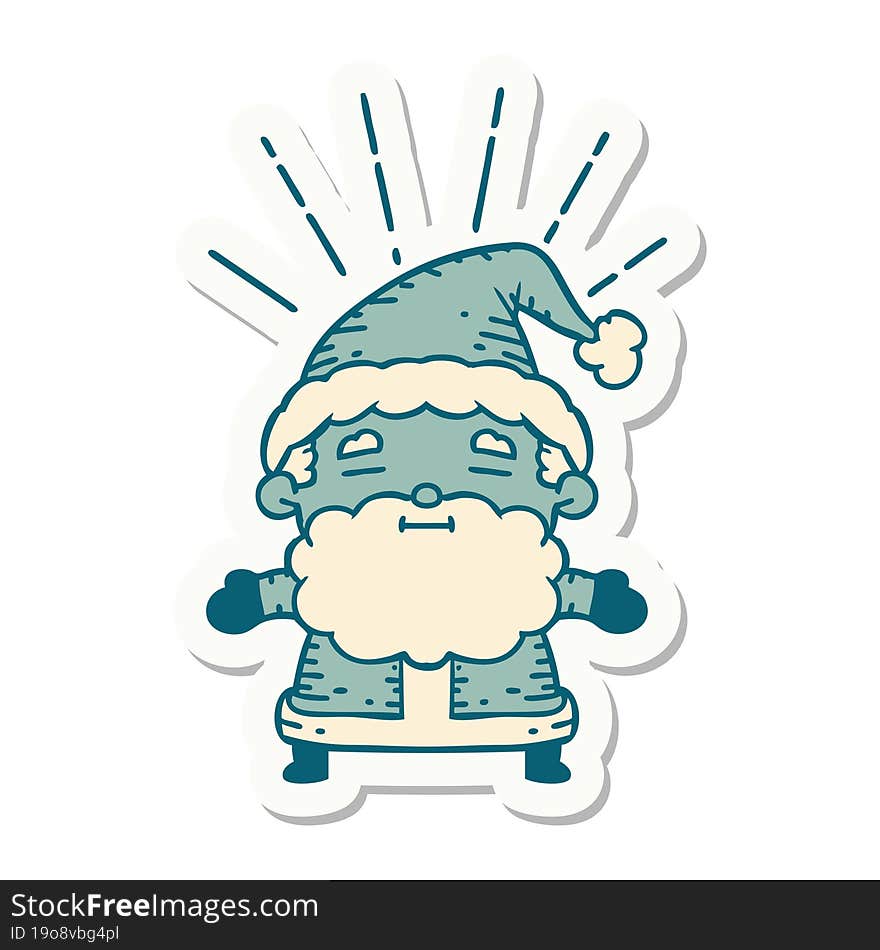 sticker of a tattoo style santa claus christmas character