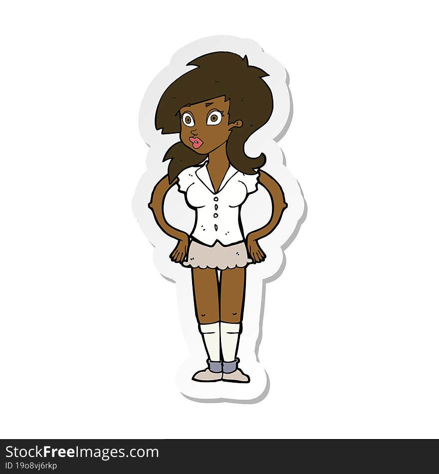 Sticker Of A Cartoon Pretty Woman