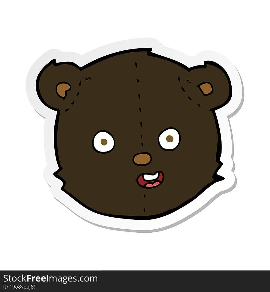 Sticker Of A Cartoon Black Teddy Bear Head