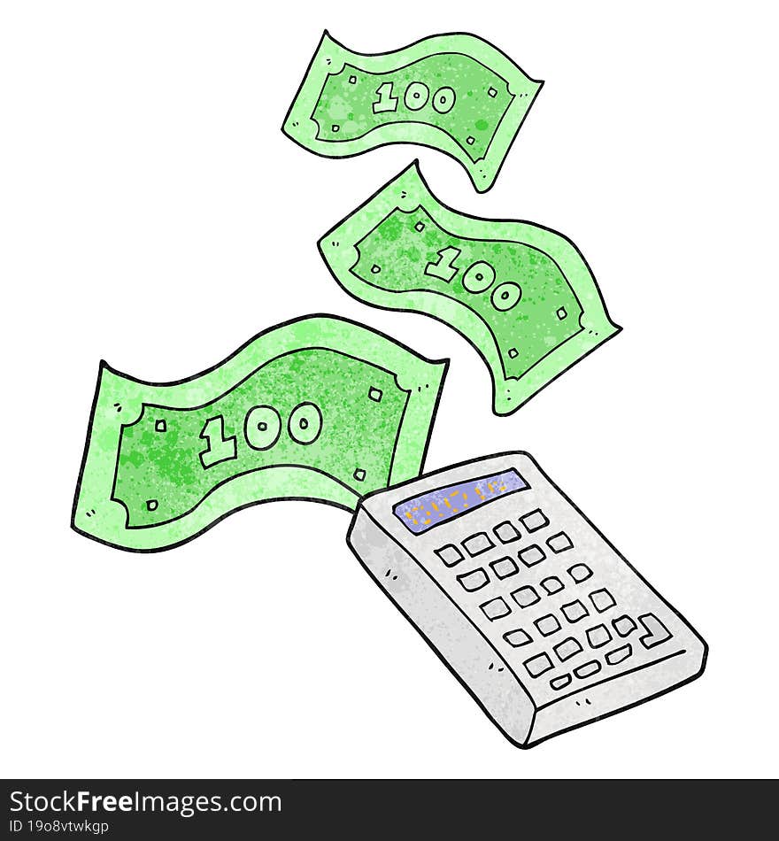 freehand drawn texture cartoon calculator counting money