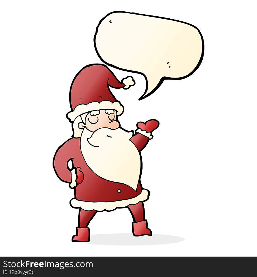 cartoon santa claus with speech bubble