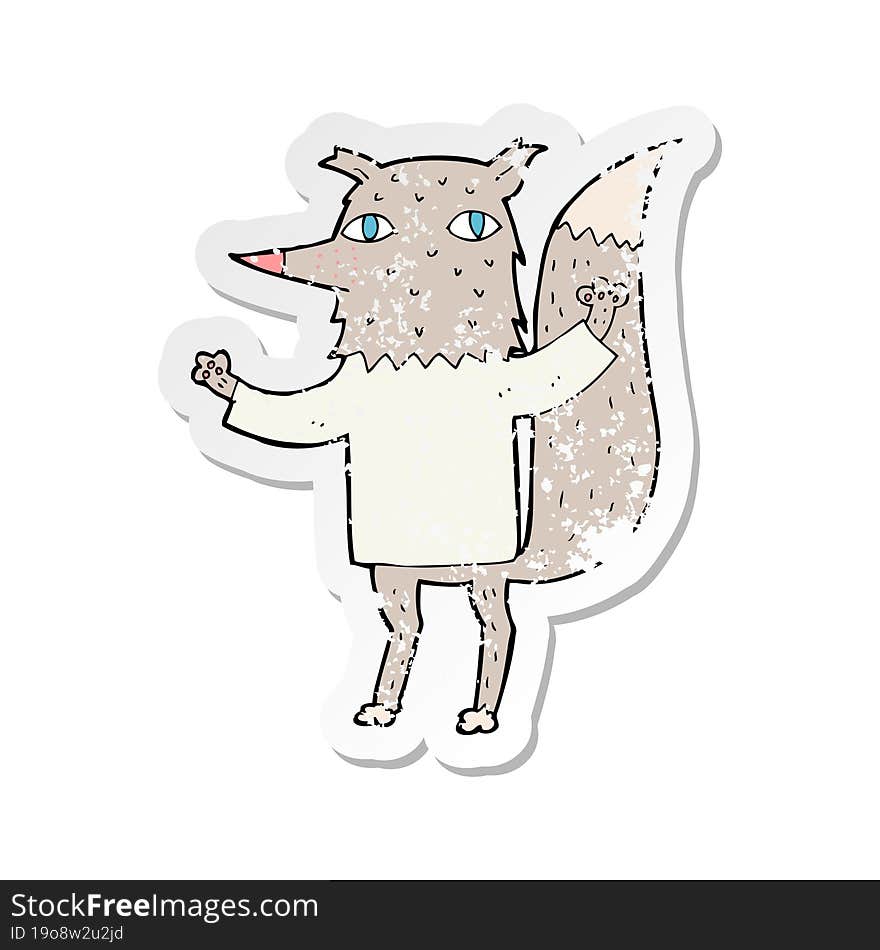 retro distressed sticker of a cartoon wolf