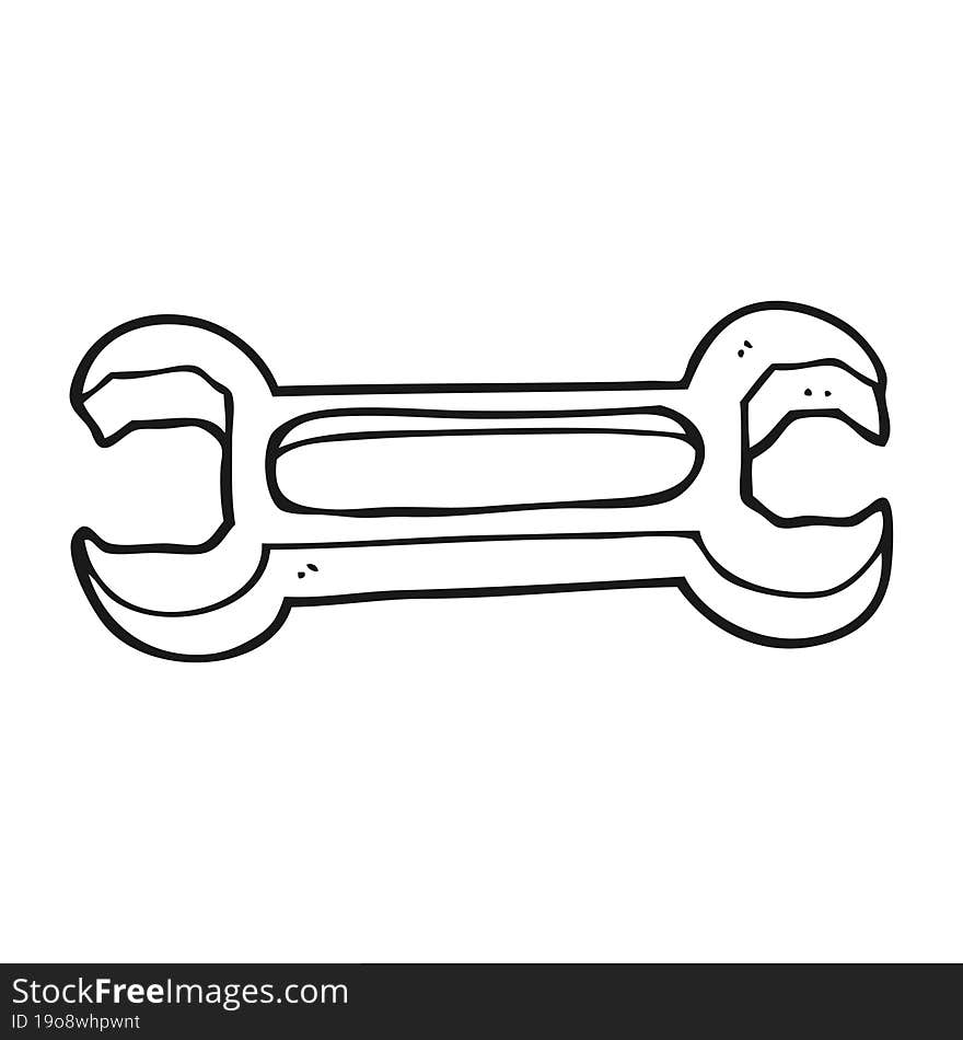 black and white cartoon spanner