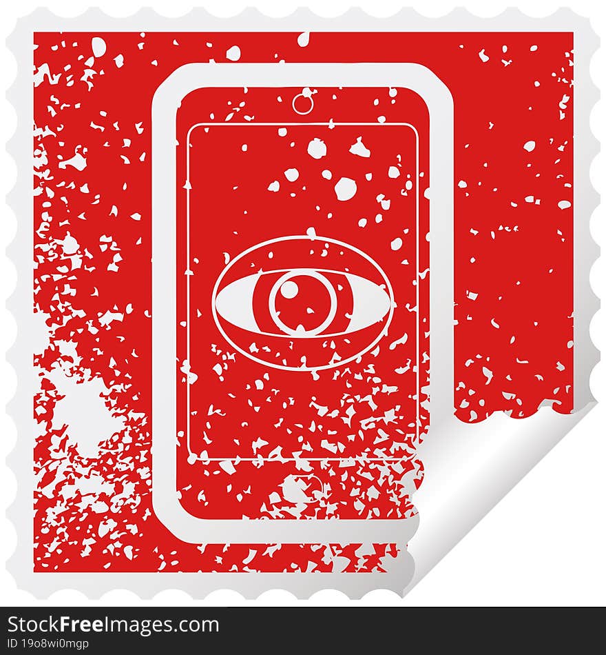 cell phone watching you graphic distressed sticker