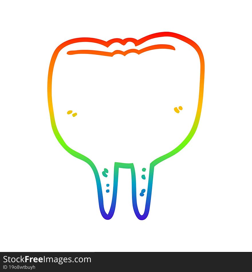 rainbow gradient line drawing cartoon tooth