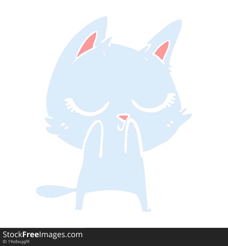 calm flat color style cartoon cat