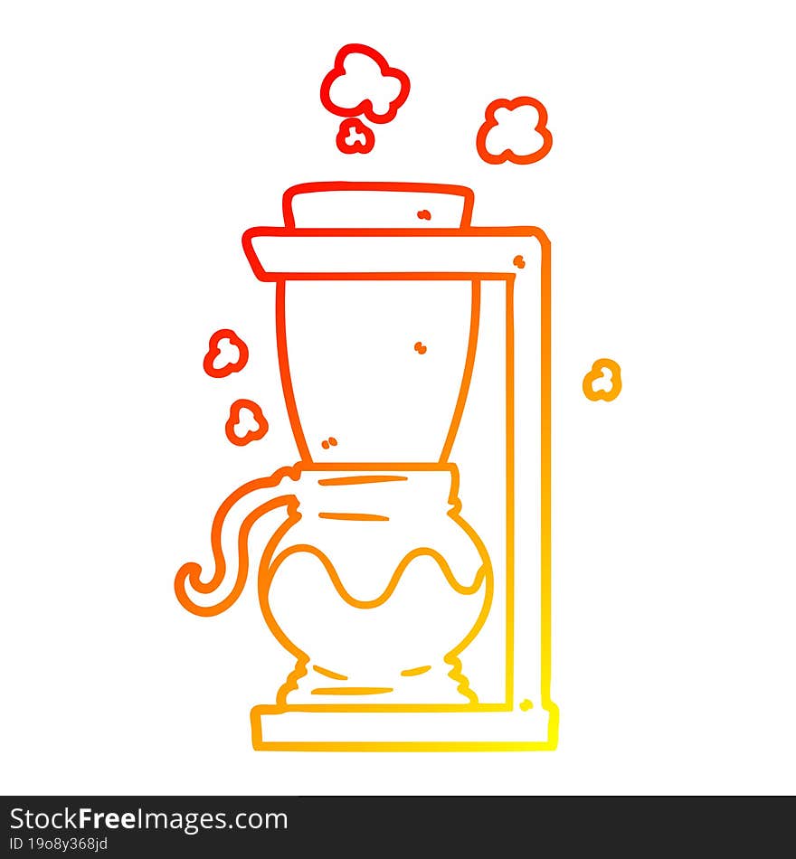 warm gradient line drawing of a cartoon filter coffee machine