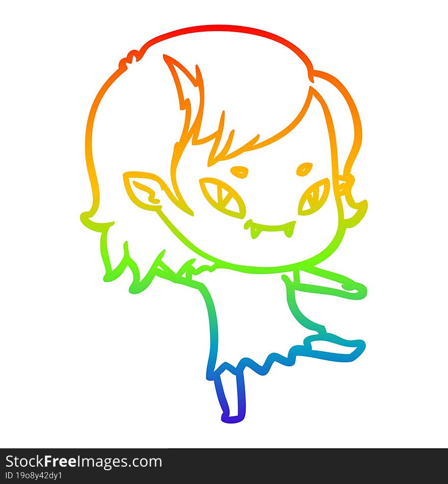 rainbow gradient line drawing cartoon friendly vampire girl