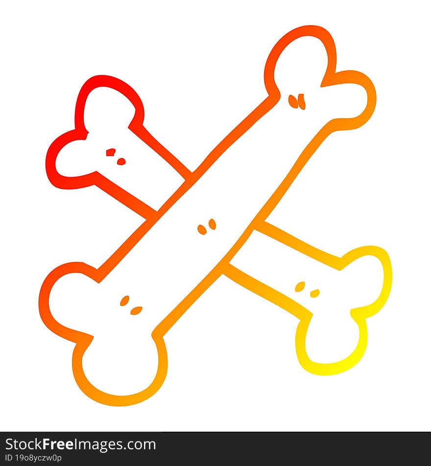 warm gradient line drawing of a cartoon crossed bones