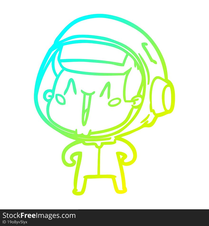 Cold Gradient Line Drawing Happy Cartoon Astronaut