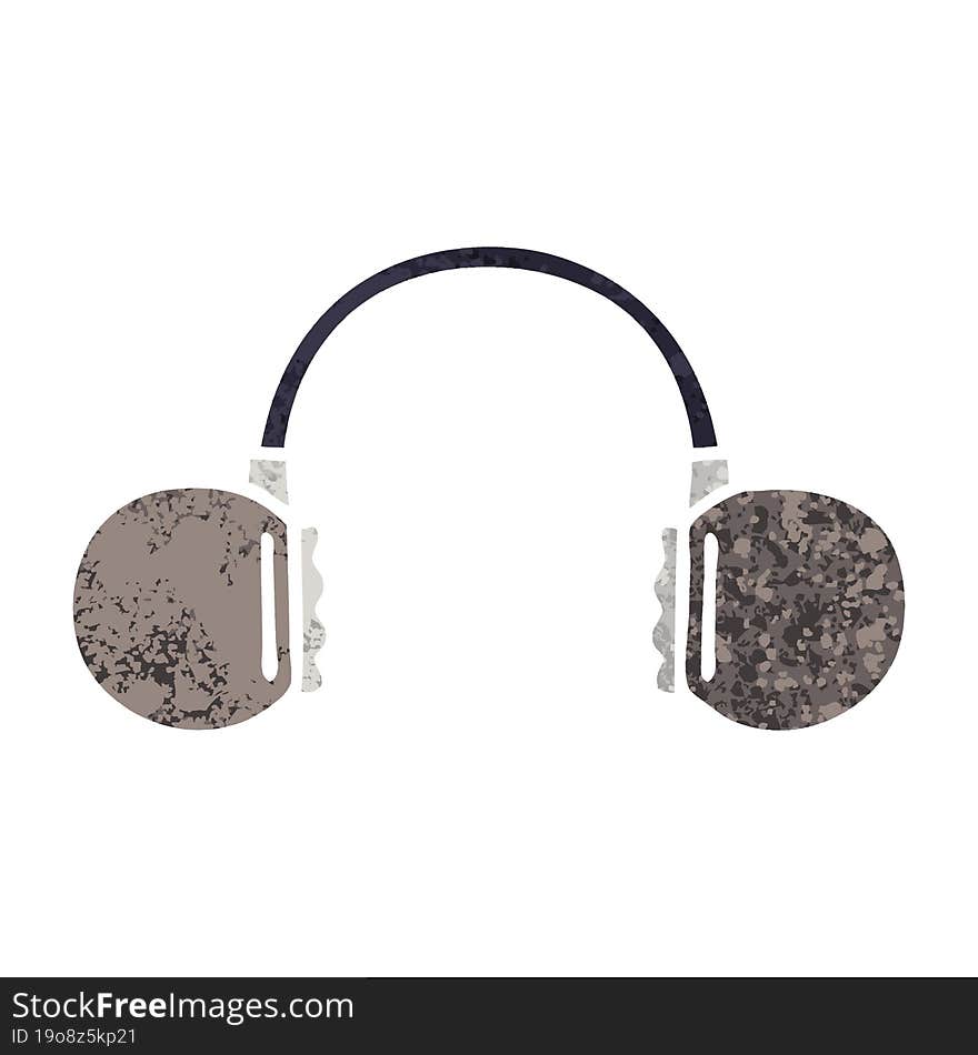 retro illustration style cartoon retro headphone