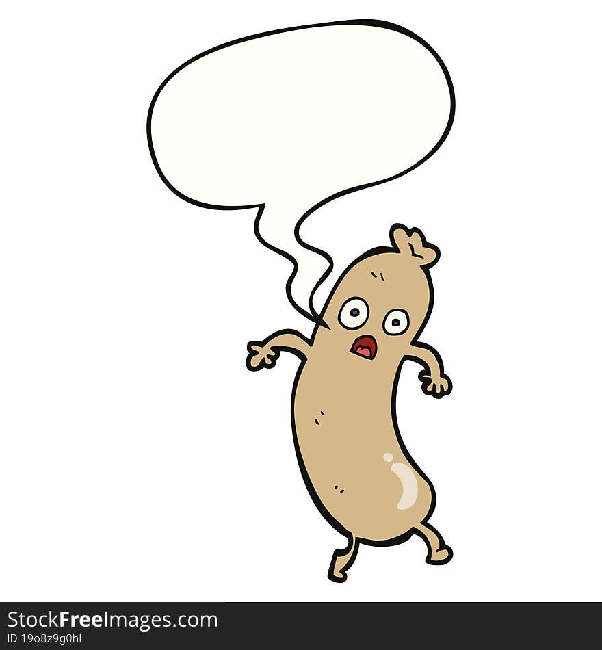 cartoon sausage and speech bubble