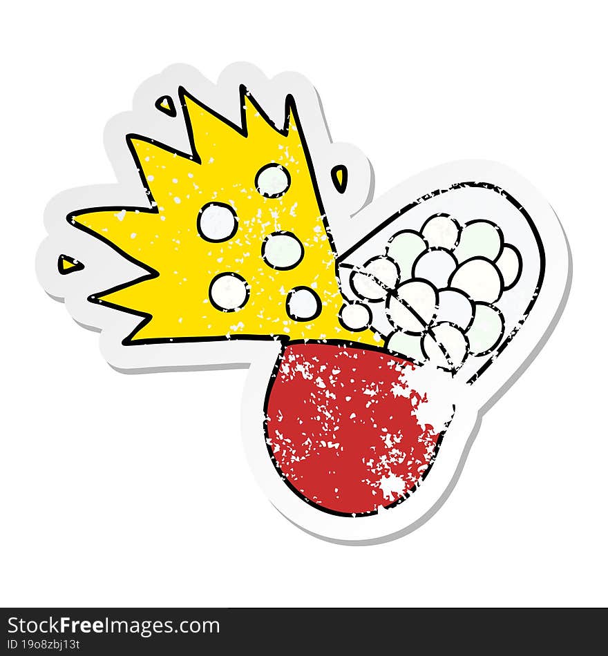 distressed sticker of a cartoon powerful medicine