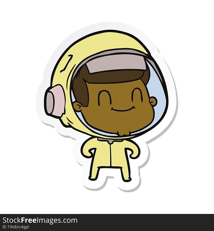 sticker of a happy cartoon astronaut man