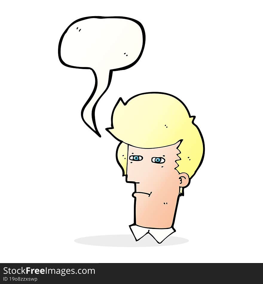 cartoon man narrowing eyes with speech bubble