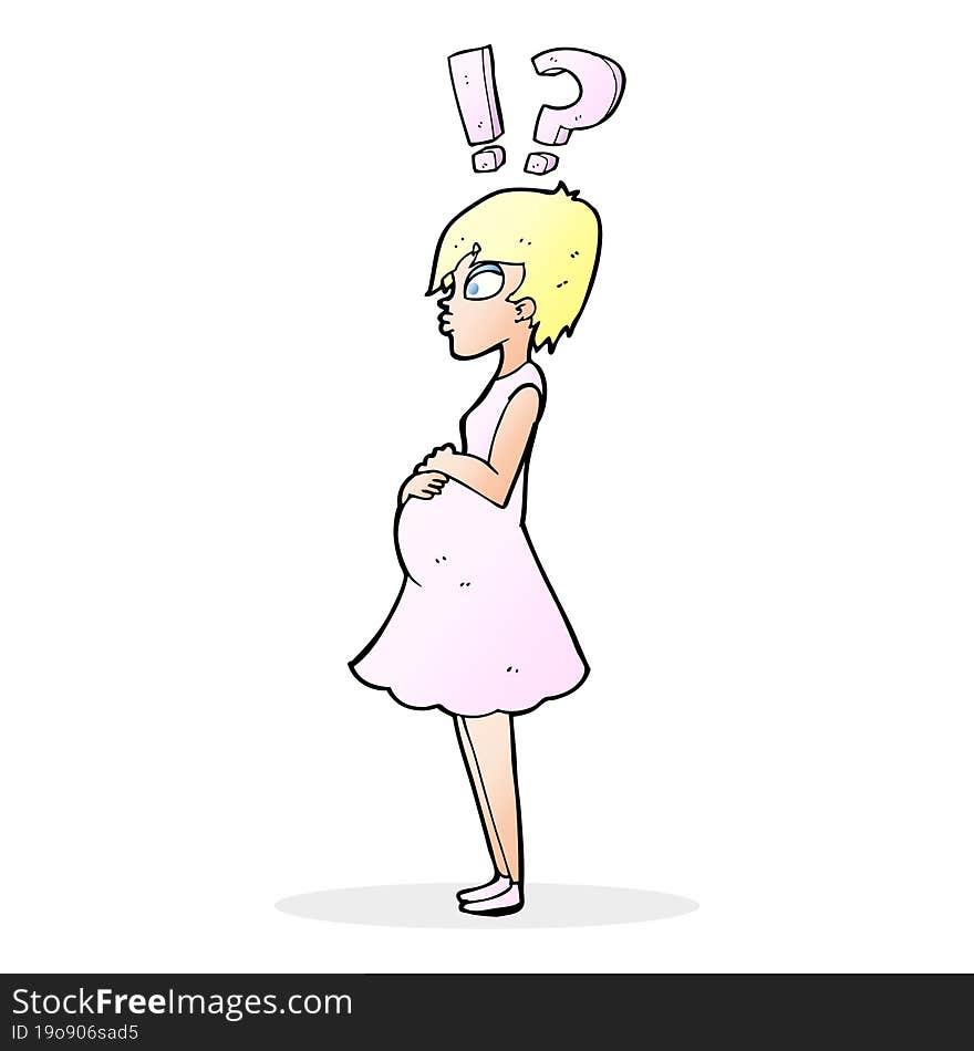 cartoon confused pregnant woman