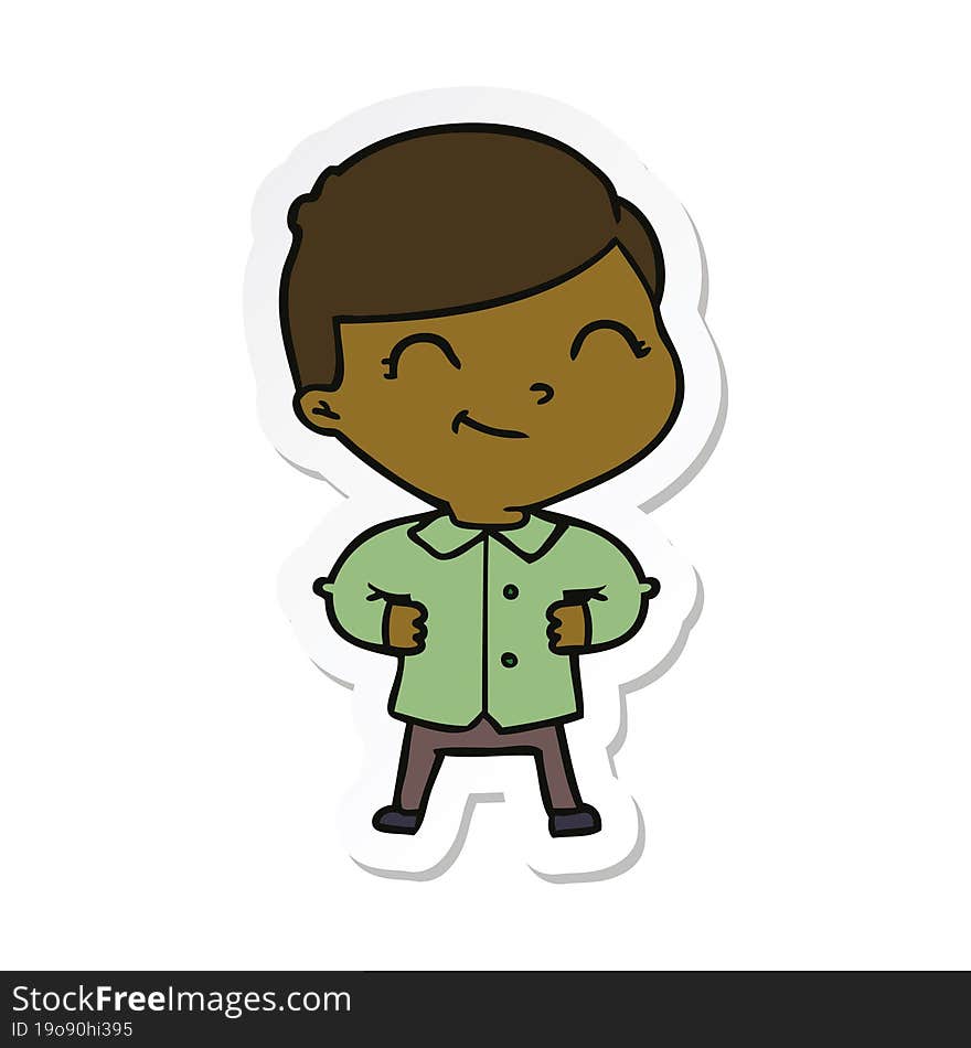 sticker of a cartoon boy with hands on hips