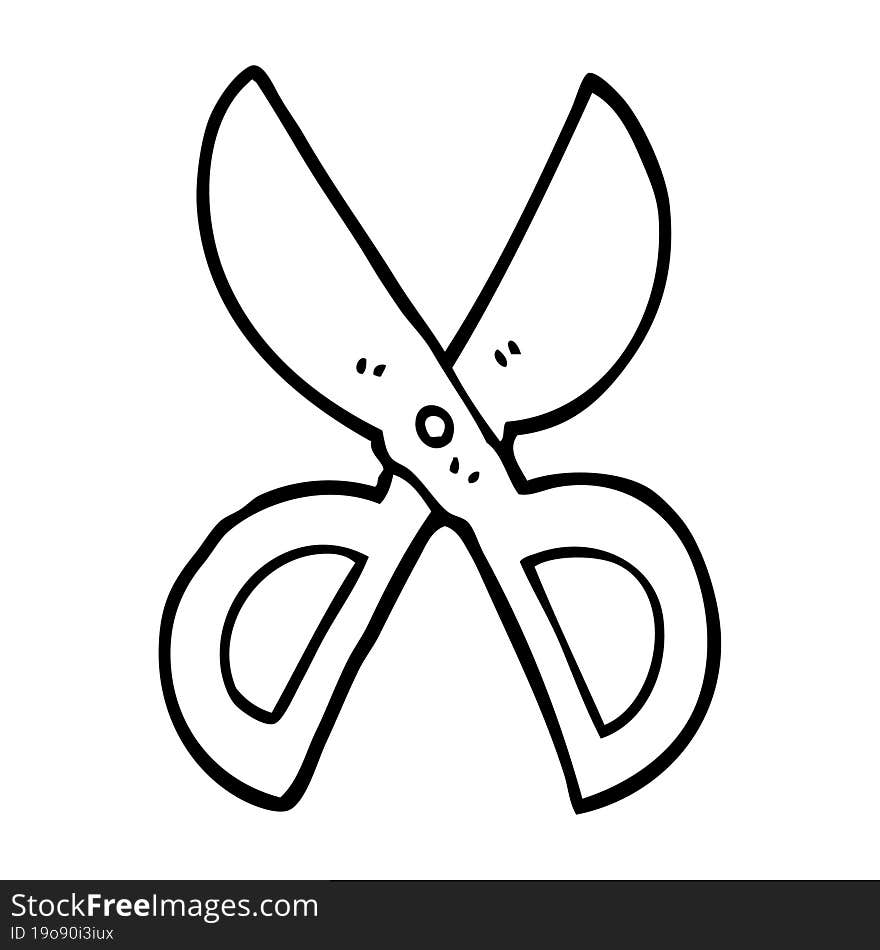 line drawing cartoon open scissors