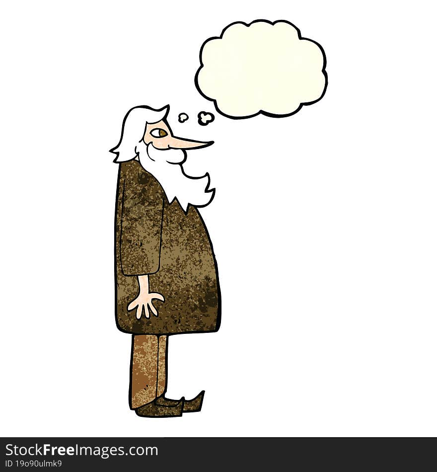 Cartoon Bearded Old Man With Thought Bubble