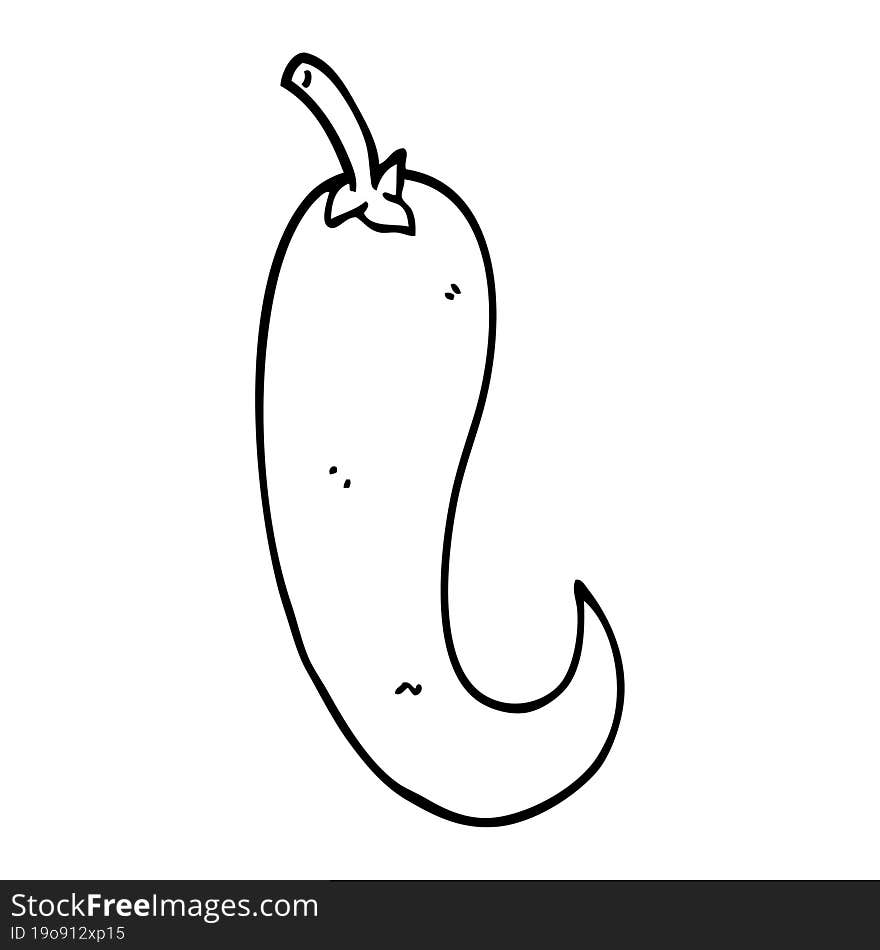 Line Drawing Cartoon Chilli Pepper