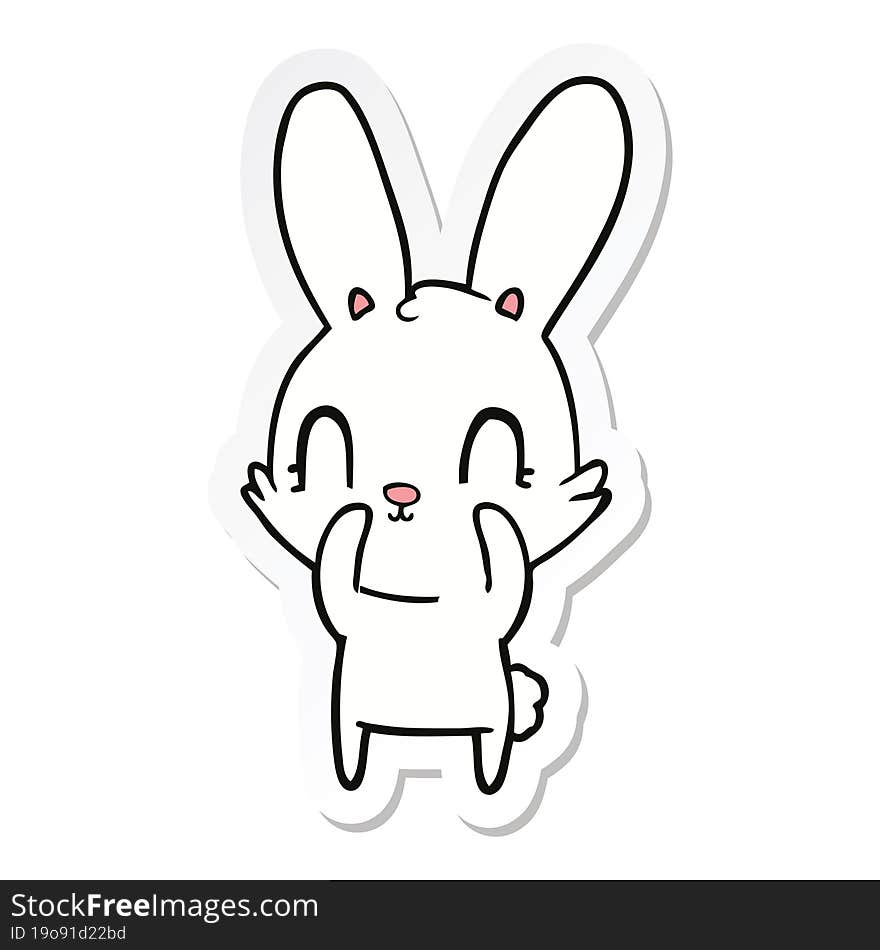 Sticker Of A Cute Cartoon Rabbit